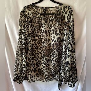 Leopard Print Sheer Women's Top